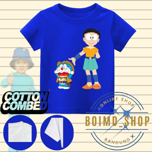 kaos anak laki laki karakter doraemon dan nobita 1thn sampai 12thn