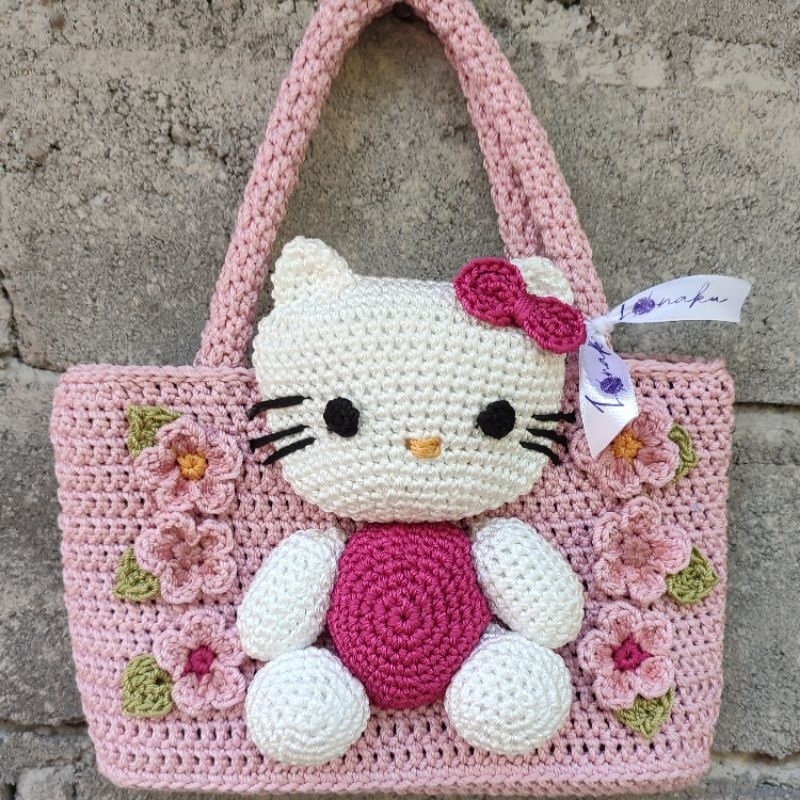 Spesial Order Tas Rajut Amigurumi Hello Kitty / Tas Rajut Lucu / Tas Rajut Hello Kitty