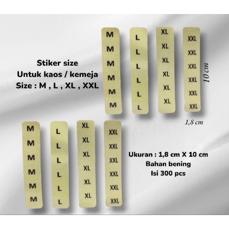 

STICKER SIZE | STIKER SIZE | SIZE KAOS ( 300 pcs )