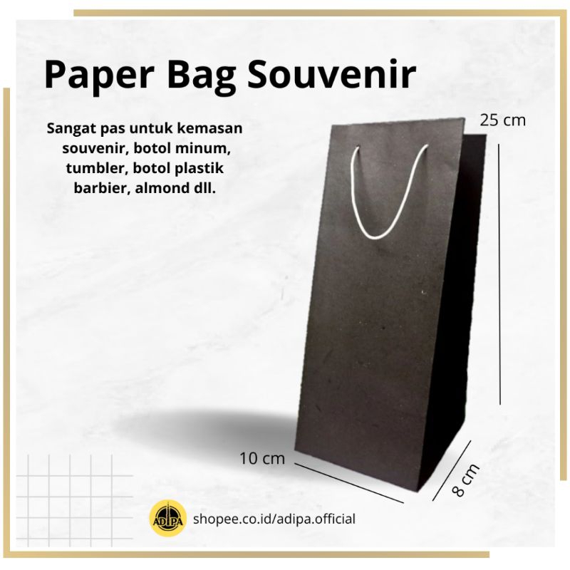 

ADIPA - Paperbag Souvenir Botol P10 × L8 × T25 Polos Paperbag Souvenir Paperbag Botol Warna Hitam Kertas Gsm