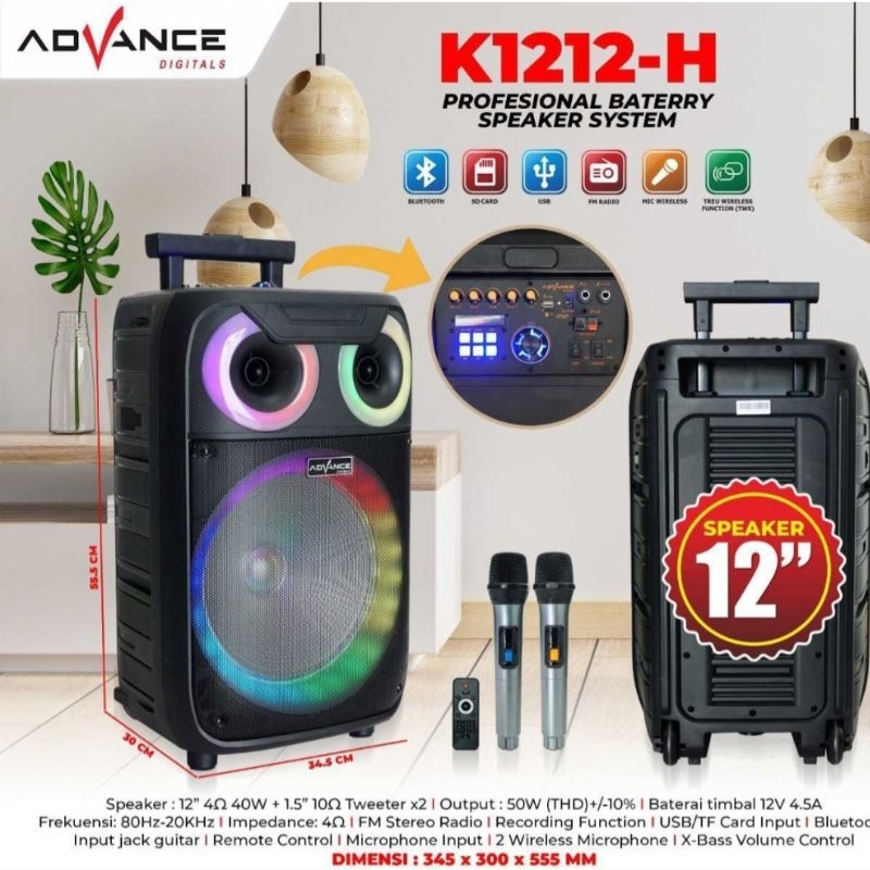 ADVANCE SPEAKER PORTABLE MEETING TROLY BLUETOOTH 12" K-1212H