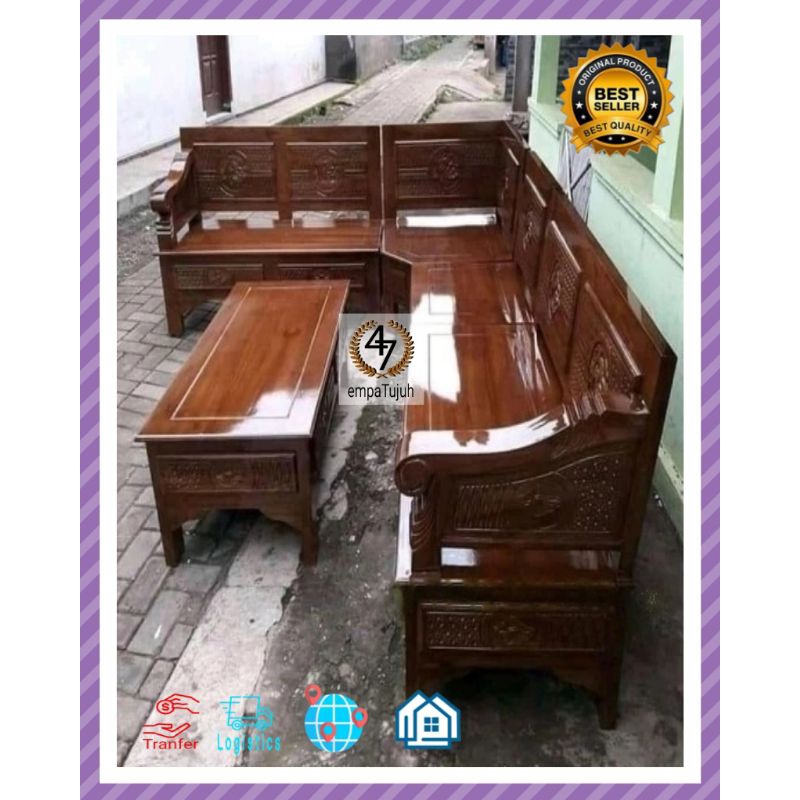 Kursi Meja Sudut Kayu Jati Minimalis