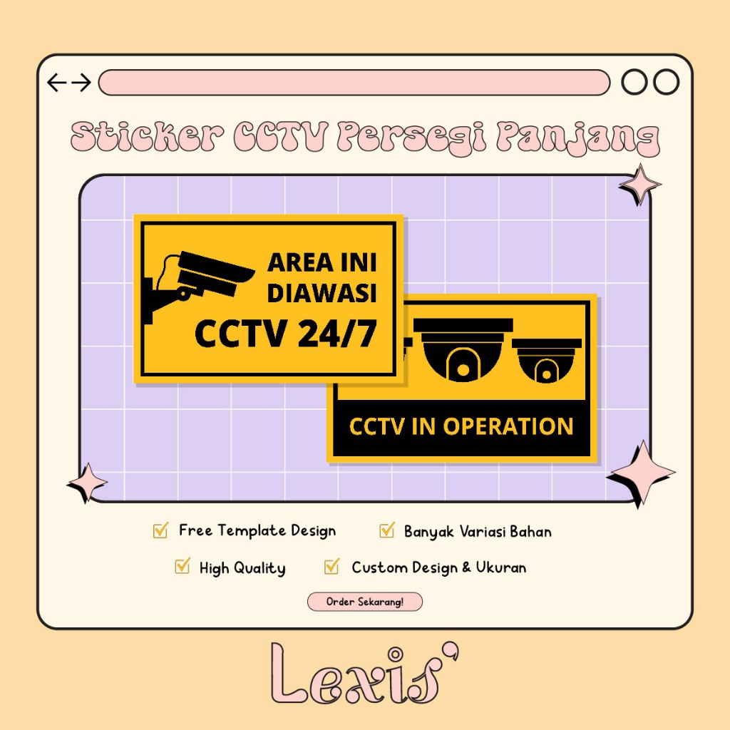 

Sticker Camera Pengintai CCTV Persegi Panjang / Stiker CCTV / Stiker Peringatan Area diawasi CCTV / Stiker Kamera CCTV