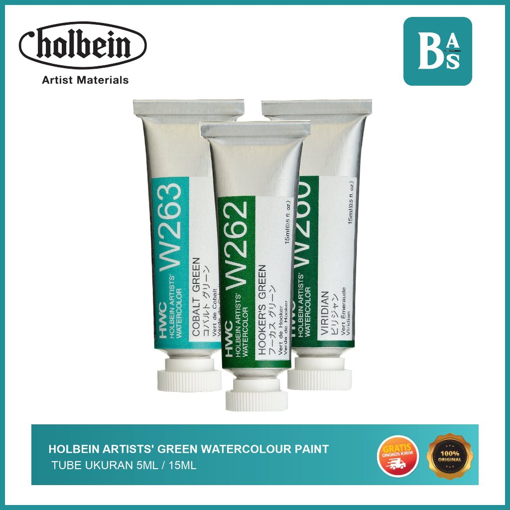 

Holbein - Cat Air Hijau 15ml - Artist Green Watercolor Paint Tube - Bali Artemedia