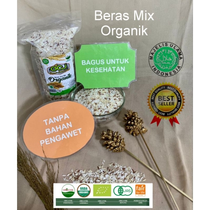 

OCJ Beras Organik Mix Putih & Merah Asli 1kg | Tanpa Pestisida