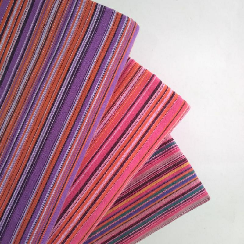 Kain Lurik Cerah Series / Kain Lurik Rainbow / Kain Lurik Pink Ungu
