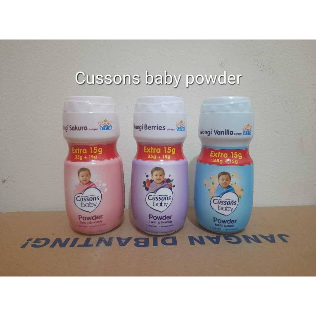 BEDAK BAYI CUSONS CUSSONS BABY POWDER FRESH, SOFT, MILD KEMASAN BOTOL ISI 35+15 , 75+25,  DAN 100+30