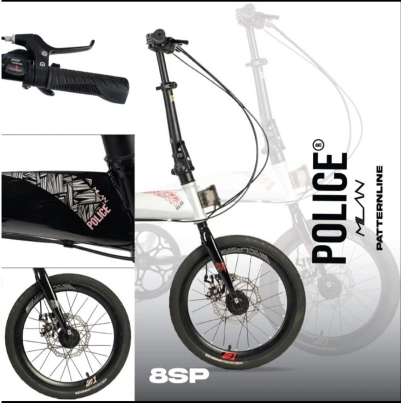 Sepeda Lipat Element Police Milan 8 Speed 16 Inch New