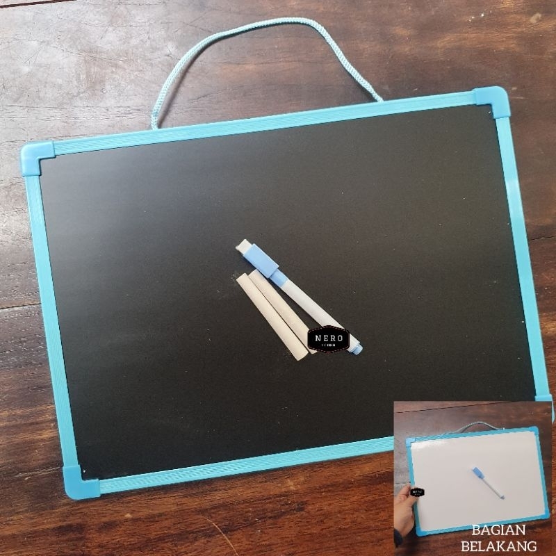 

Double Side Board / Black Board White Board / Papan Tulis 2 sisi / Papan Tulis Kapur / Papan Tulis Spidol / Papan Tulis hitam / Papan tulis putih / chalkboard / whiteboard / papan nama