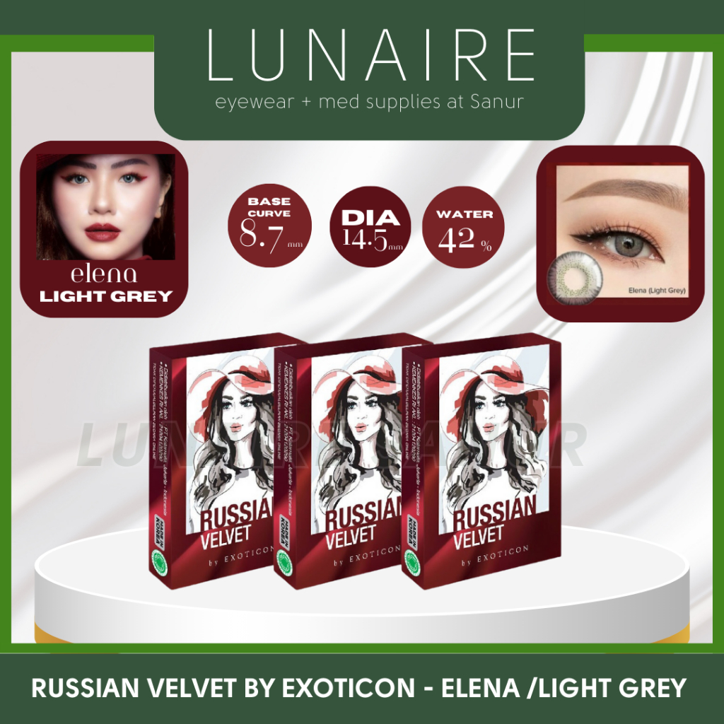 Russian Velvet Softlens Warna Minus 14,5 mm by Exoticon X2 Contact Lens Free Case Normal dan Minus