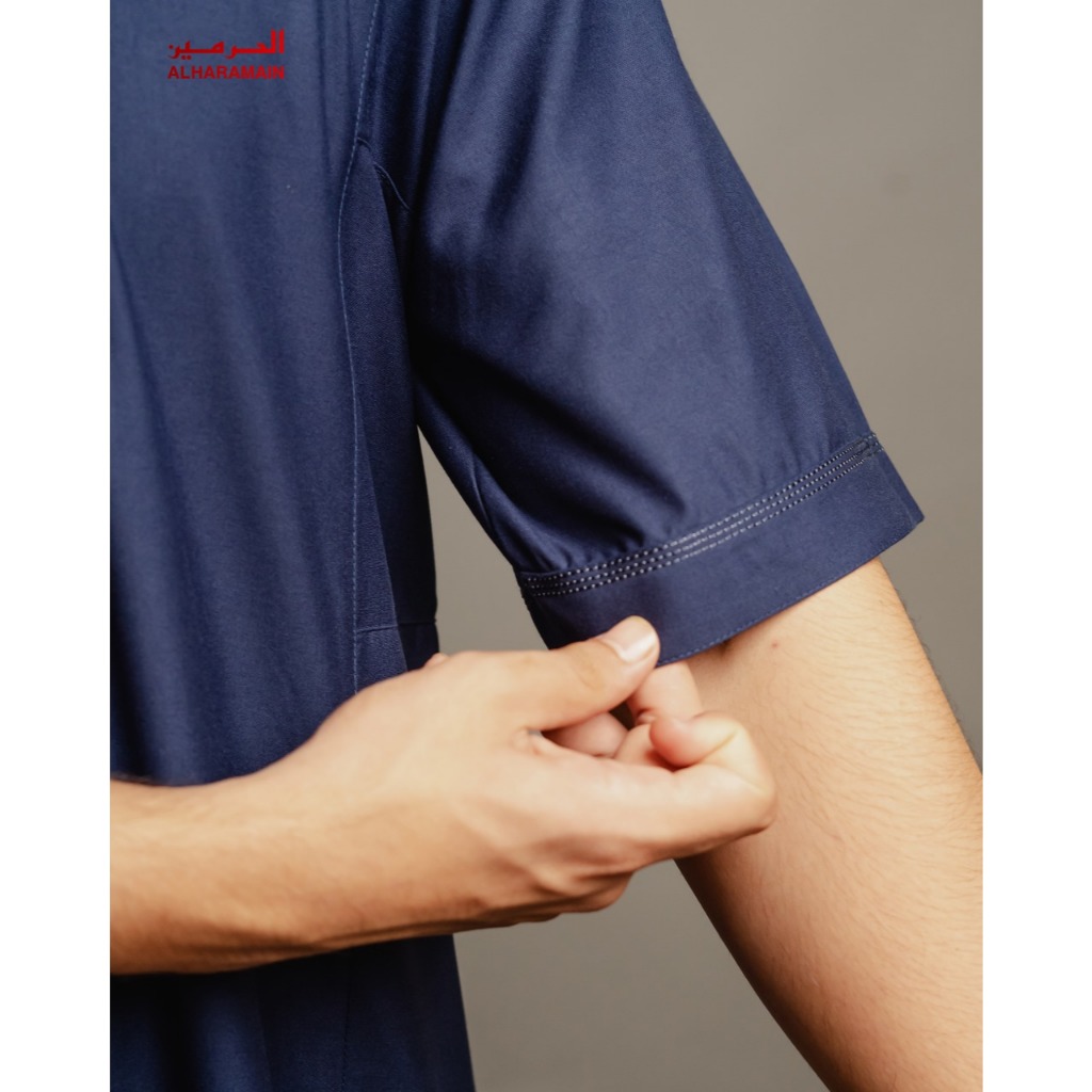 AL Haramain Jubah / Gamis Pria Dewasa Premium Resleting (IGH 001) | Navy | Biru Muda | Coklat Tua | Hijau Botol-3