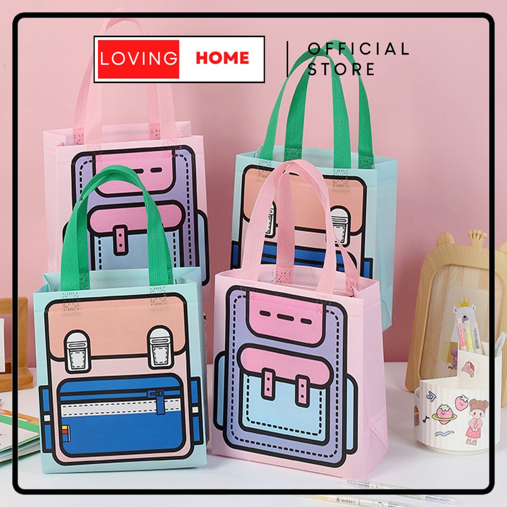 

LOVING HOME - Paper Bag Goodie Bag Tas Kain Non Woven Anti Air Motif Tas Sekolah Premium