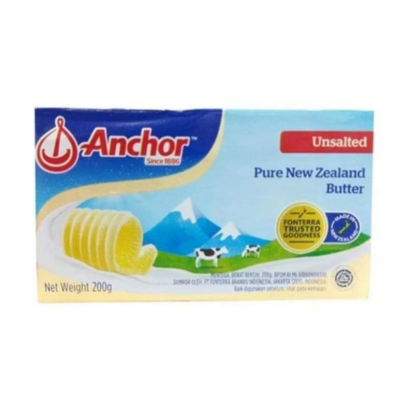 

Butter Anchor Unsalted / Tawar 200gr Import New Zealand Halal