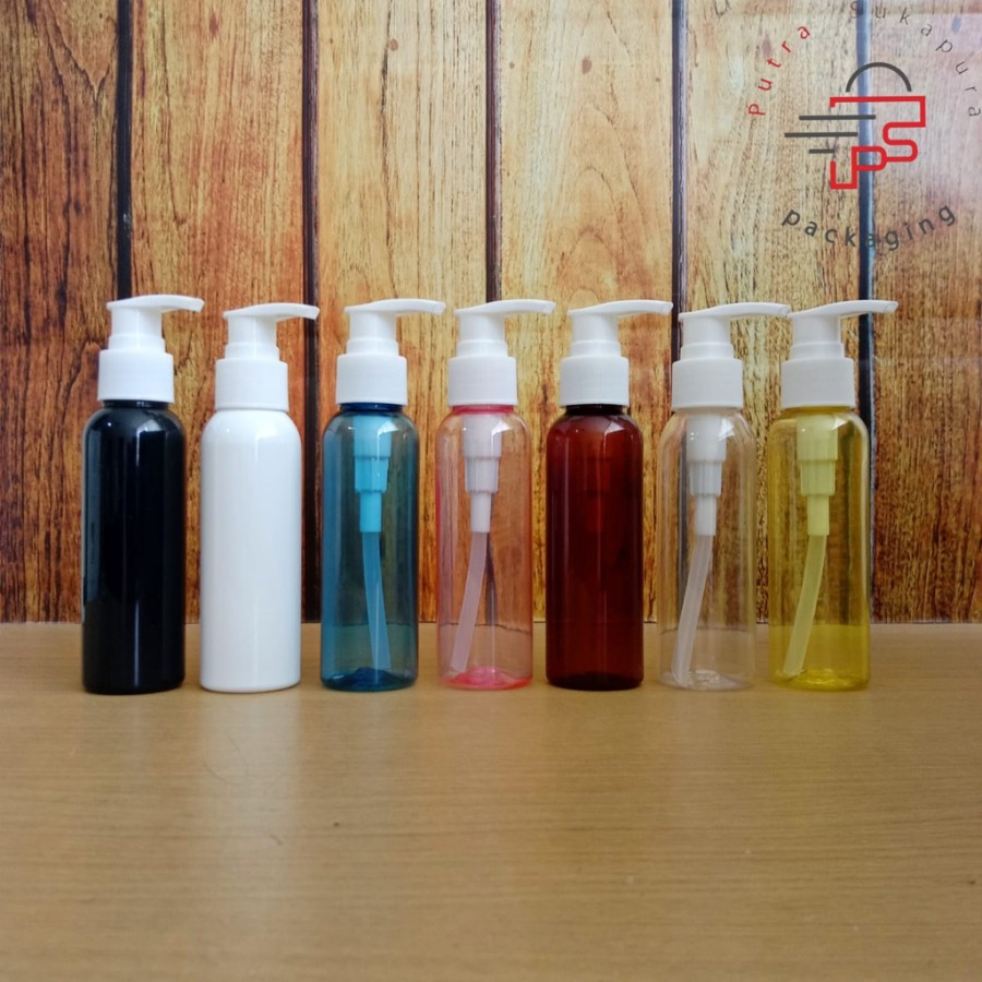 Botol plastik 100ml tutup pump lotion/Botol pump lotion 100ml/Botol sabun 100ml