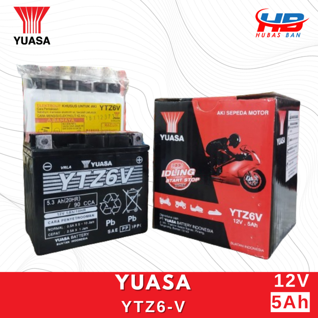 AKI Motor Yuasa YTZ6V Accu Vario Beat scoopy Mio Fino Soul Revo Vega