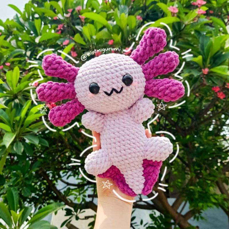Ashley the Axolotl / Salamander Jumbo - Amigurumi / Boneka Rajut / Crochet