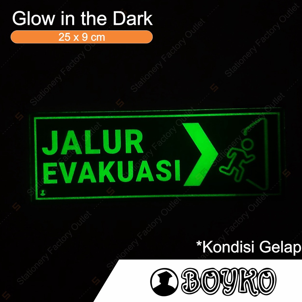 

KODE S95P Akrilik Jalur Evakuasi Glow in The Dark Acrylic Sign Fosfor Standard 25cm x 9cm