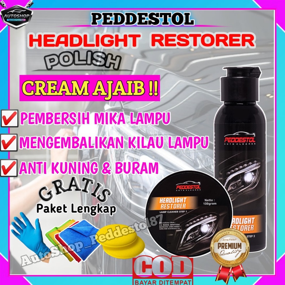 Headlight Restorer Lamp Pembersih Kaca Lampu Mobil Kuning Pengkilap Headlamp Polish Mika Lampu Mobil