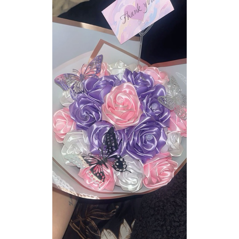 

bouquet pink ungu putih butterfly