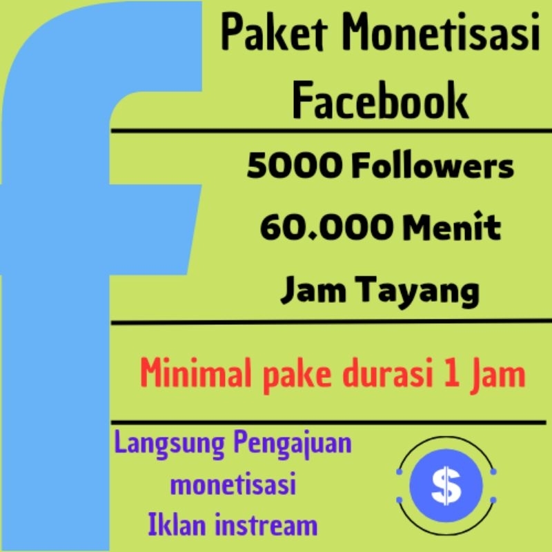 Paket viewers views facebook monetisasi 60k menit jam tayang 5000 followers
