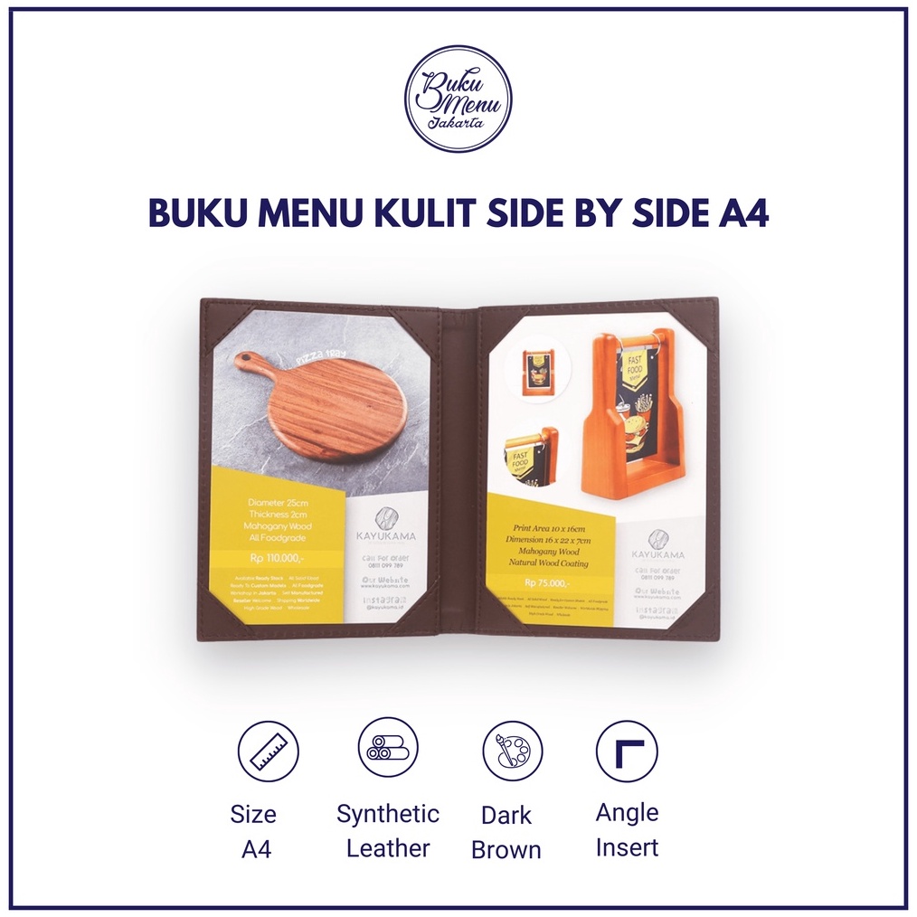 

KODE T65U BUKU MENU RESTORAN KULIT SIDE BY SIDE A5 A4 MENU CAFE COFFEE SHOP RESTAURANT