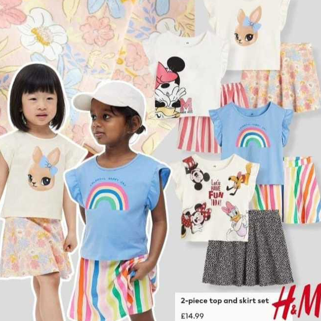 Setelan Anak Perempuan Kaos Rok Anak HM / HM Girls Set / Rok Anak Setelan HM / Setelan H&M 3-8 Tahun