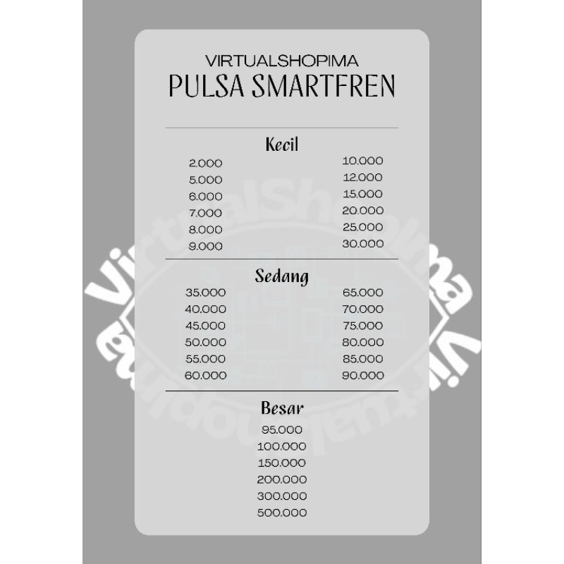 Pulsa Smartfren 2k - 20k