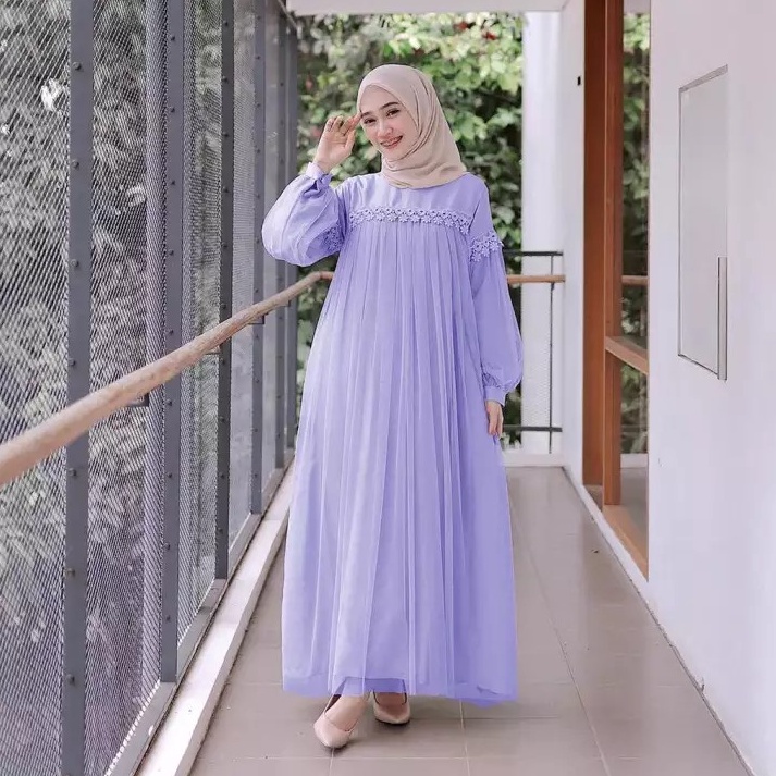 PAKET HEMAT Maxi Nuraini  Dress Nuraini  Dress Maxi Moscrepe kombi Tile  renda  Gamis Muslim Terbaru