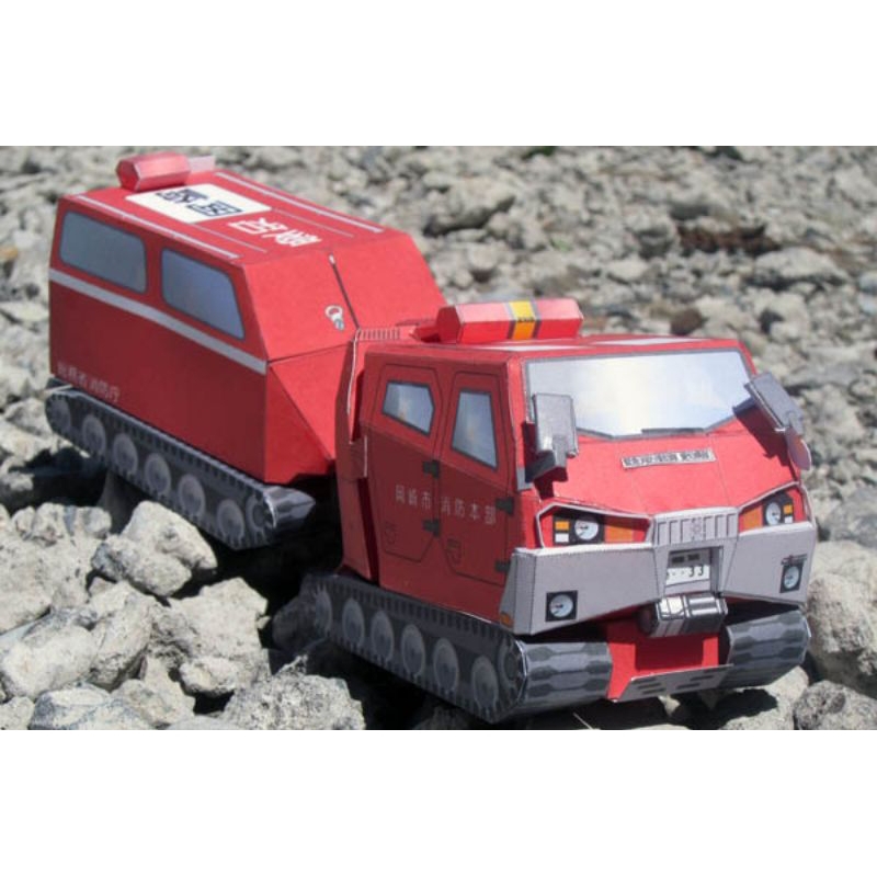 Lembaran pola papercraft mobil pemadam roda tank (TS-D)