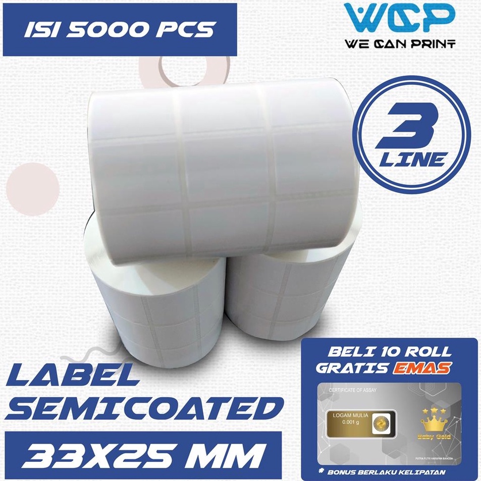 

Best Produk Label Semicoated 33X25MM Kes Label Sticker Semicoated 33X25 MM 3 LINE 5 PCS