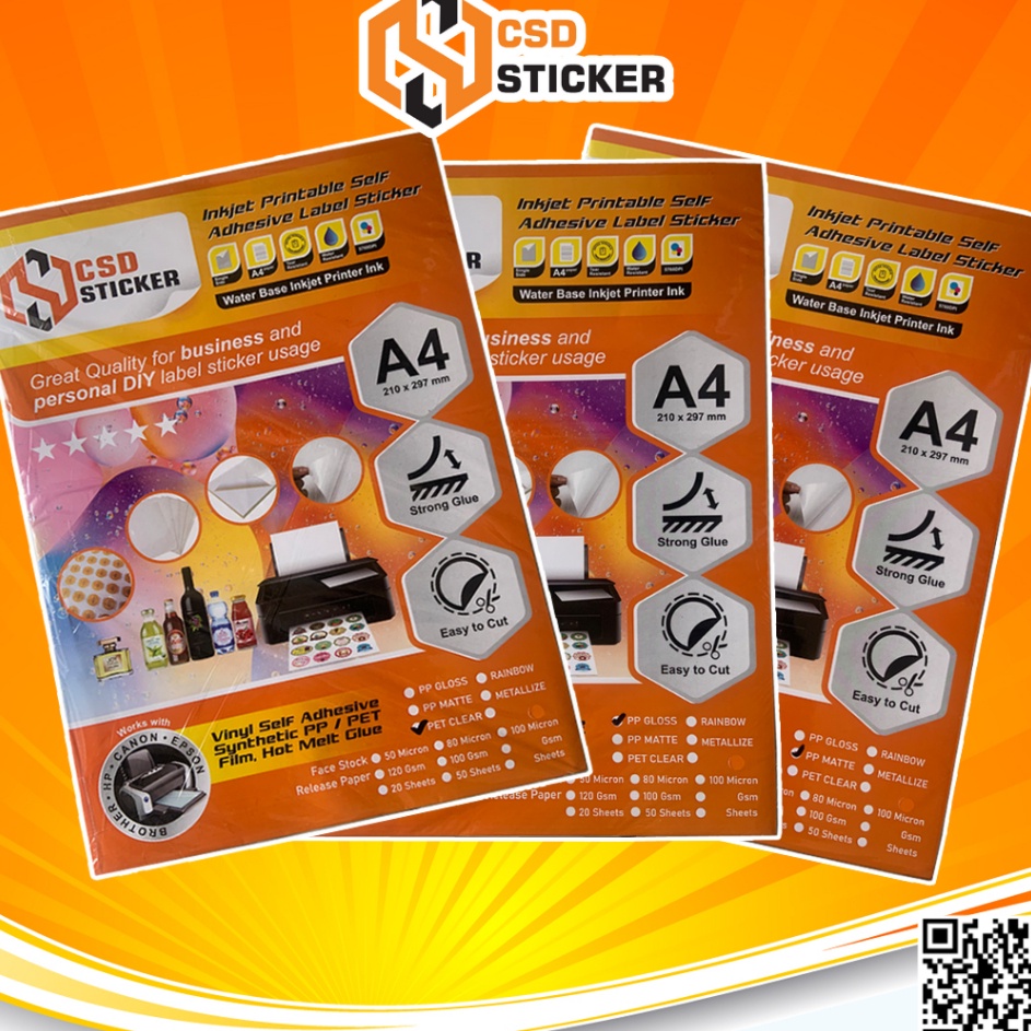 

Best Seller CSD Sticker Vinyl Print Inkjet A4 Waterproof Stiker Plastik Anti Air Repack 1