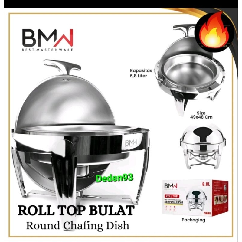Roll Top Stainless Steel 6.8 Liter - Roll Top Bulat • Prasmanan Bulat Roll Top / Serving Dish