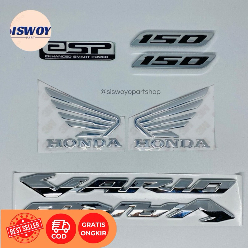 emblem timbul vario 125 150 logo timbul vario 125 150 led old warna silver set atau satuan