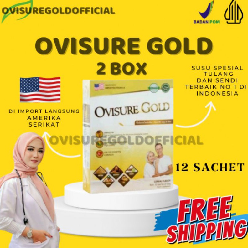 

Terlaris 2 BOX OVISURE GOLD SUSU OBAT VITAMIN TULANG DAN SENDI SYARAF KEJEPIT KERAM ORIGINAL USA