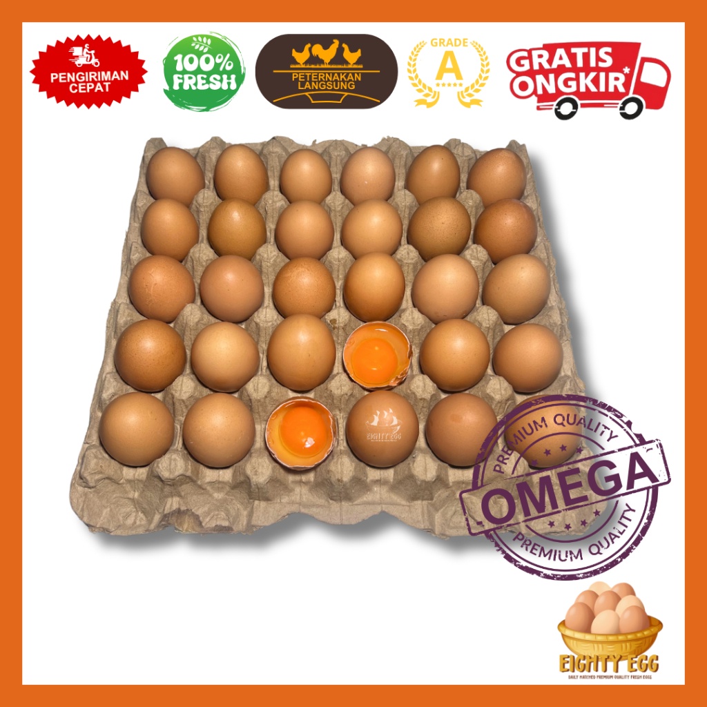 

Termurah Telur Ayam Negeri OMEGA 3 3 pcs GRADE A Fresh Bersih Kualitas Terbaik