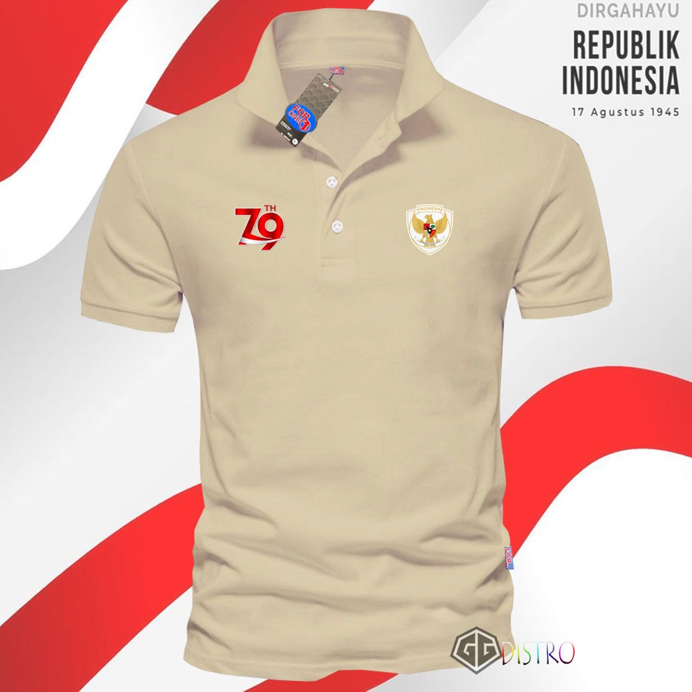 T-SHIRT POLO - Kaos Polo Kerah Lengan Pendek Kemerdekaan Garuda New HUT-RI KE 79 Tahun 17 Agustus 20