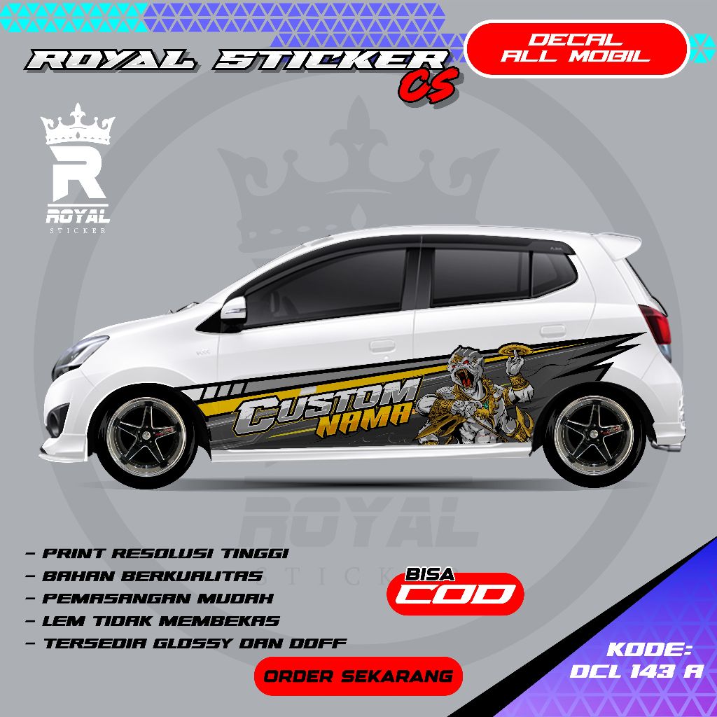 STIKER DECAL MOBIL JAZZ AGYA YARIS SIGRA  DESAIN THAILOOK / STIKER DECAL MOBIL FREE CUSTOM NAMA - DC