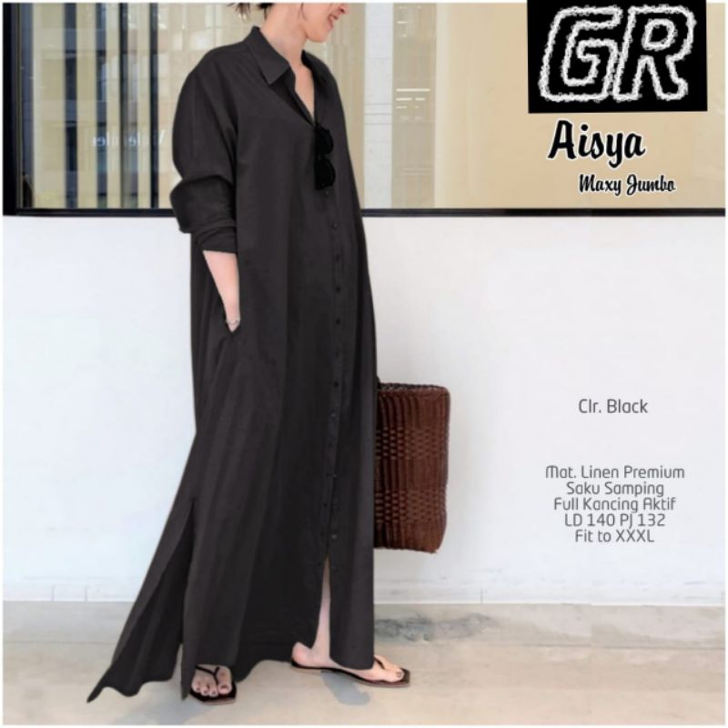 GAMIS AISYA MAXY JUMBO WANITA // BARANG READY // BAHAN LINEN PREMIUM