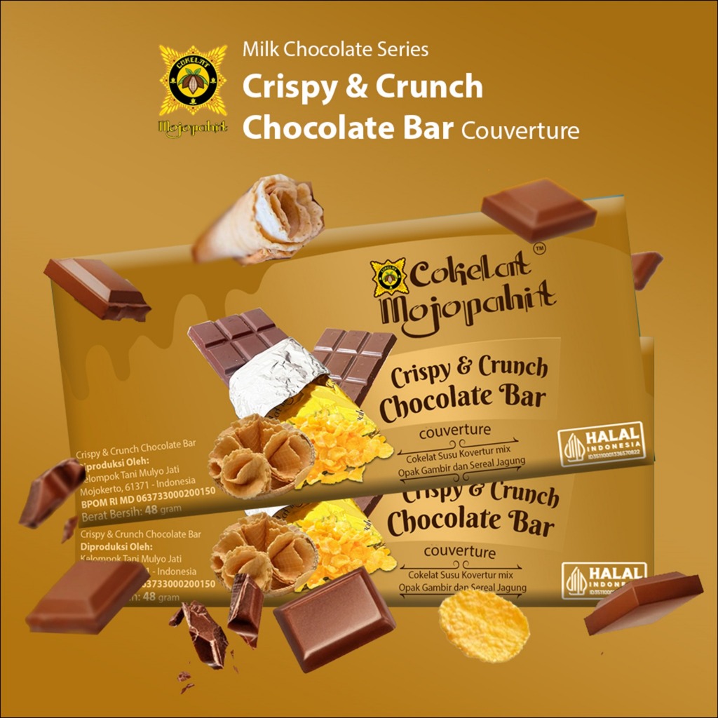 

COKELAT MOJOPAHIT I MILK CHOCOLATE SERIES 48 GR I CRISPY & CRUNCH CHOCOLATE BAR COUVERTURE