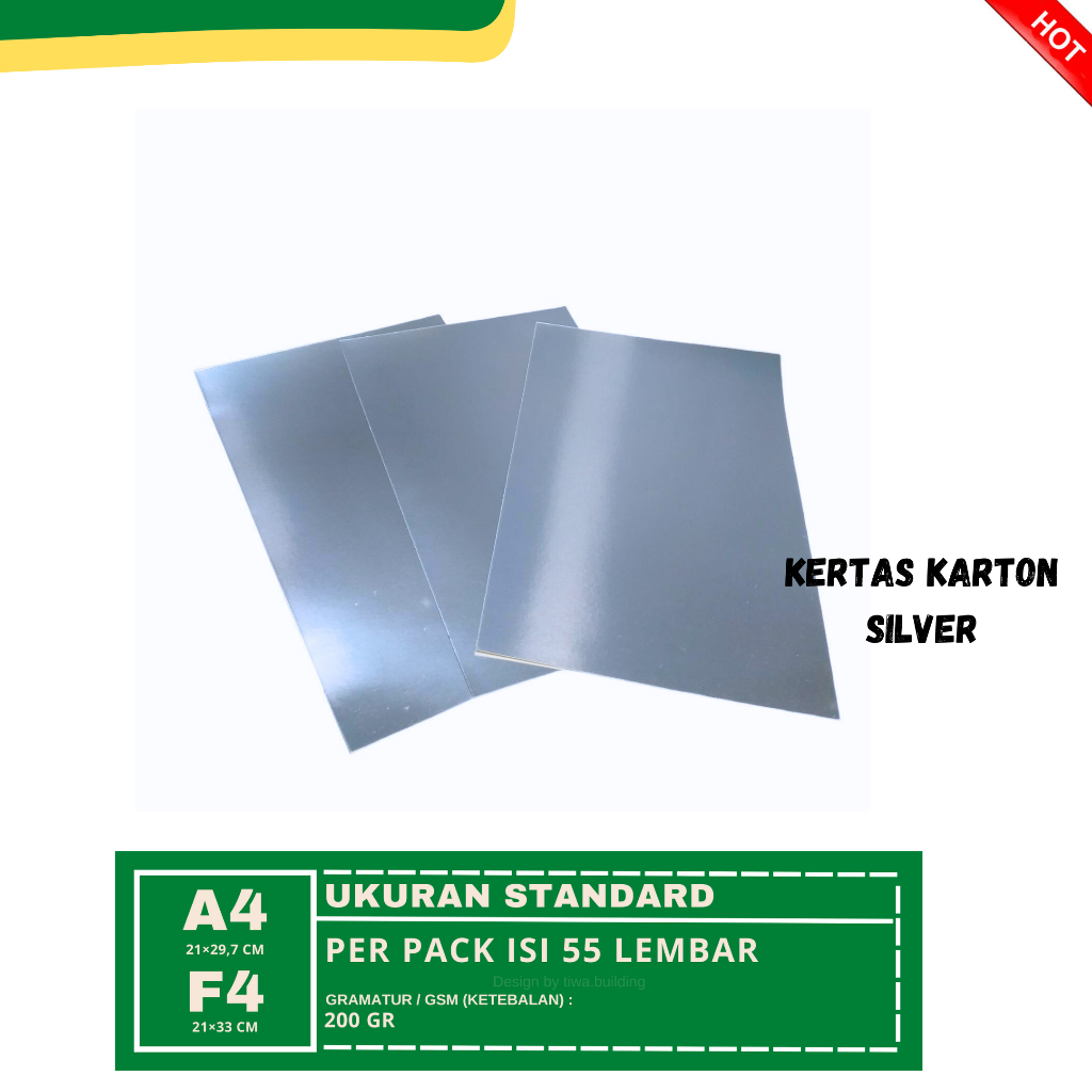 

KERTAS KARTON SILVER A4&F4 PERPACK ISI 55 LEMBAR