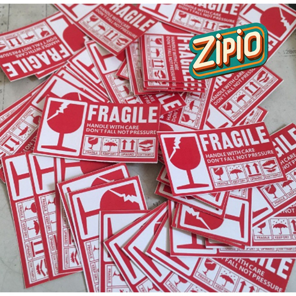 

Sticker Fragile Murah / Cetak Stiker Pecah Belah Kemasan Olshop / Label Pengiriman Awas Pecah