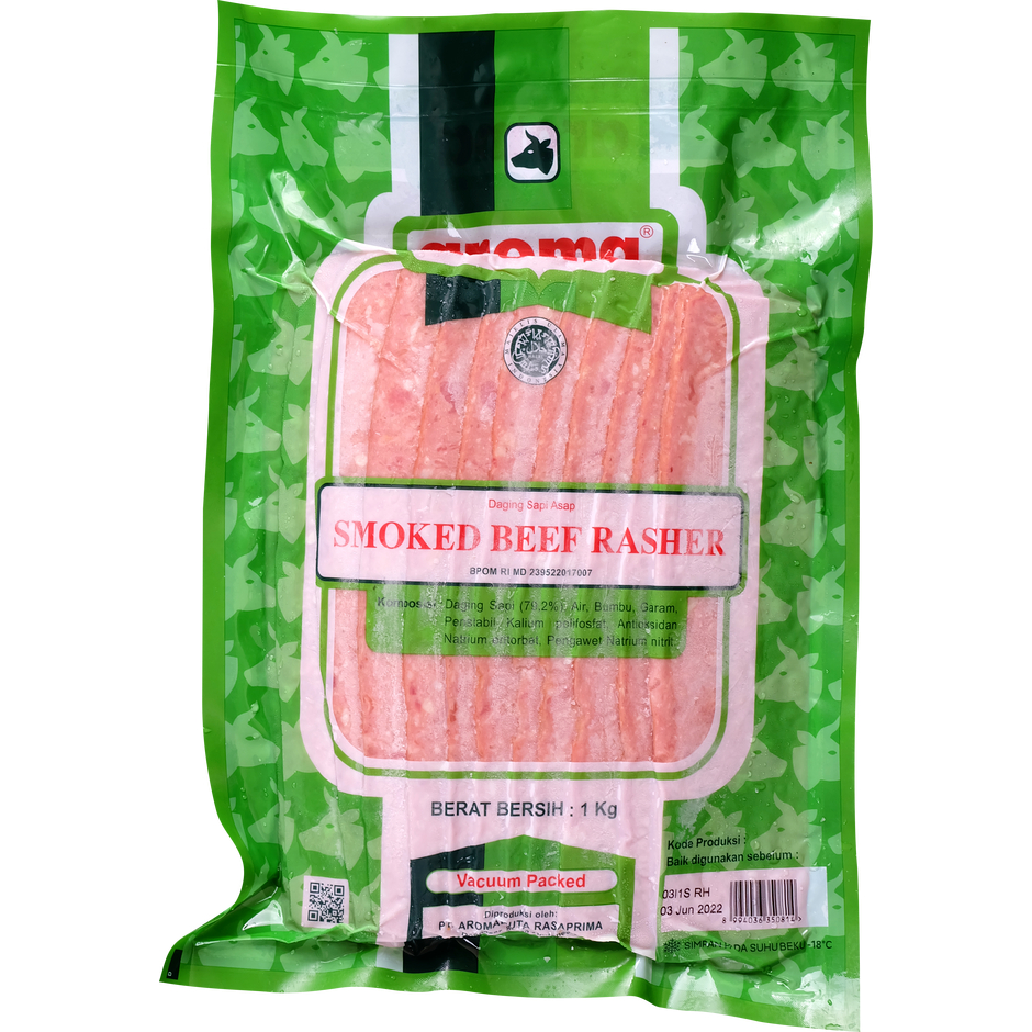 

Aroma Smoked Beef Rasher 1kg / Smoked Beef Rasher