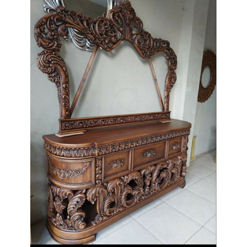 meja consul bufet pajangan kaca cermin