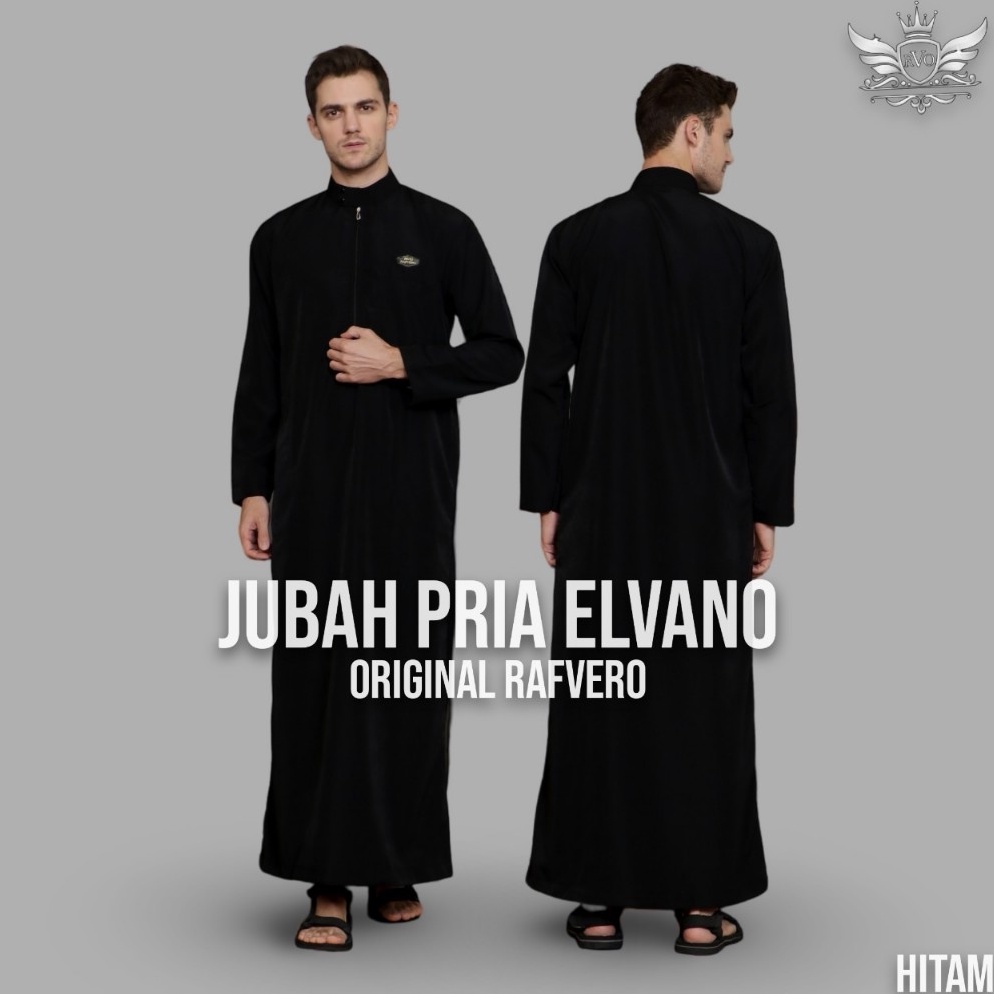 ART J98W Jubah Pria Model Saudi Polos Modern Slimfit Original Lengan Panjang Berkerah Warna Hitam Da