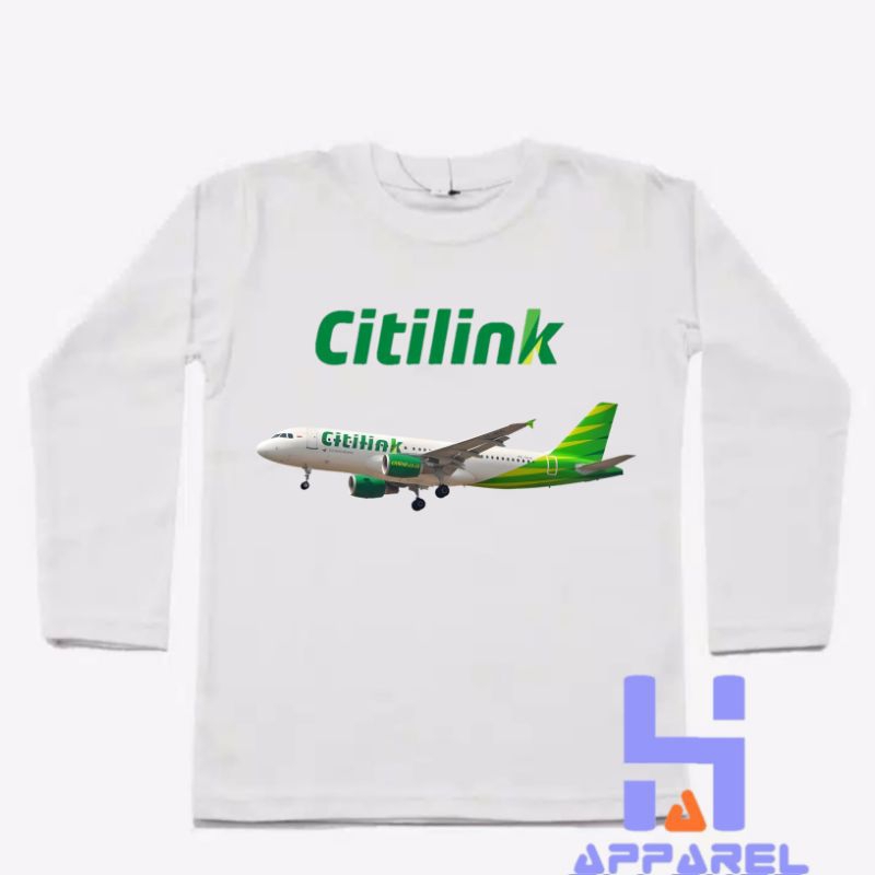 BAJU ANAK KAOS ANAK PESAWAT CITILINK LENGAN PANJANG