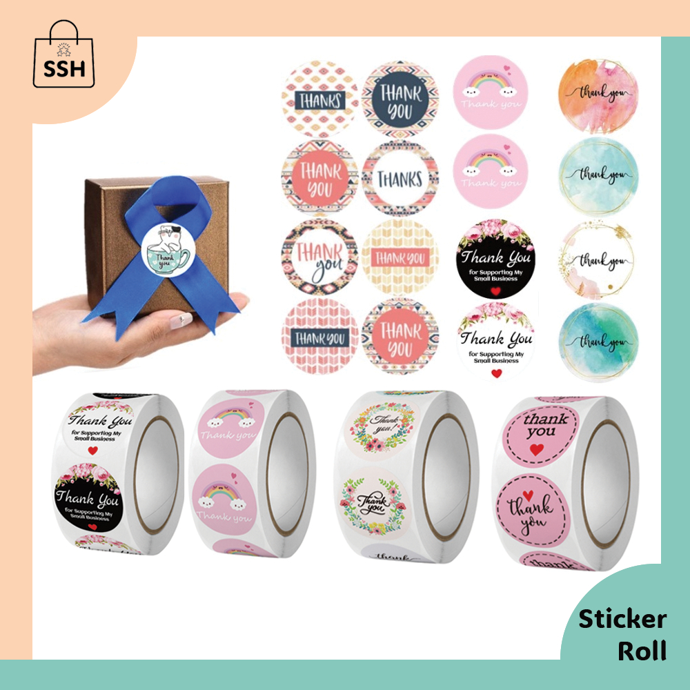 

Sticker Label Thank You Roll Isi 500 Pcs Stiker Label Terima Kasih Warna Self Adhesive Seal 2,5cm