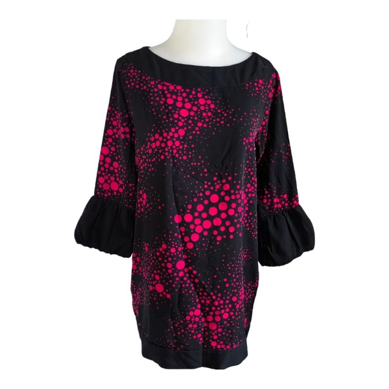 Tunik hitam merah polkadot M (minus)