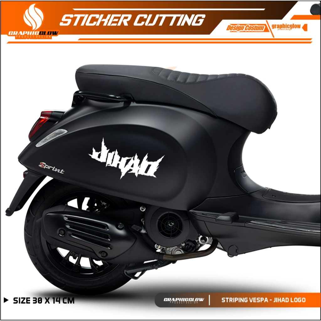 STICKER CUTTING STIKER MOTOR STRIPING CUTTING VESPA SC VSP SPRINT LX SCOOPY LOGO JIHAD DEATH METAL