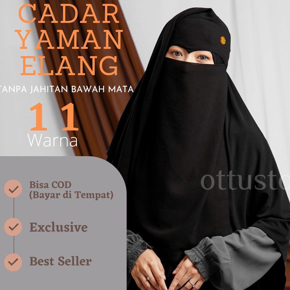 ART V96D Niqob  Niqab  Cadar Long Yaman Elang Exclusive bahan Ceruty Armani Baby doll Premium TANPA 