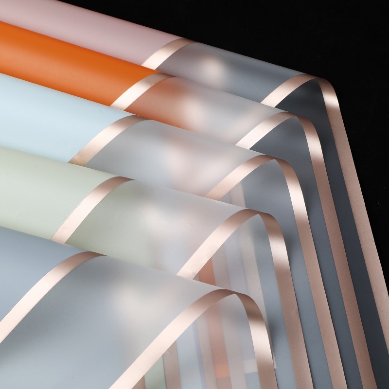 

[Ecer] Kertas Cellophane Transparent Double Gold List - Kertas Buket Bunga Flower Wrapping Paper